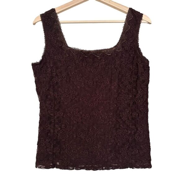 Sequence Beaded Lace Brown Tank Top - Picture 4 of 6